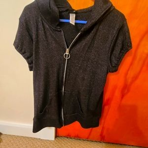 Zip up short sleeve hoodie